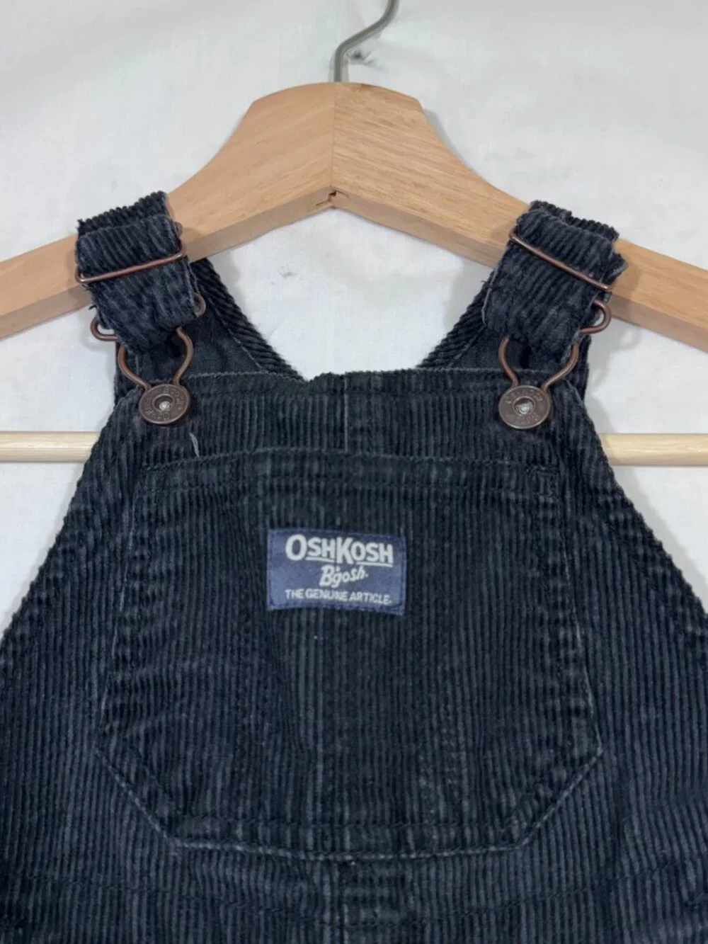 OshKosh Boys Corduroy Overalls size 18M Black Penguin Toddler Pants